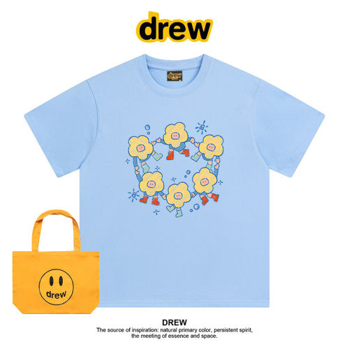 Drew美式潮牌明星虞书欣同款夏季圆领正肩短袖T恤休闲情侣装上衣