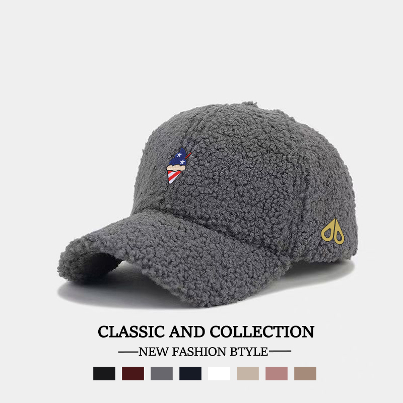 剪刀四季MOOSE韩版时尚休闲百搭简约秋冬保暖羊羔绒男女款棒球帽