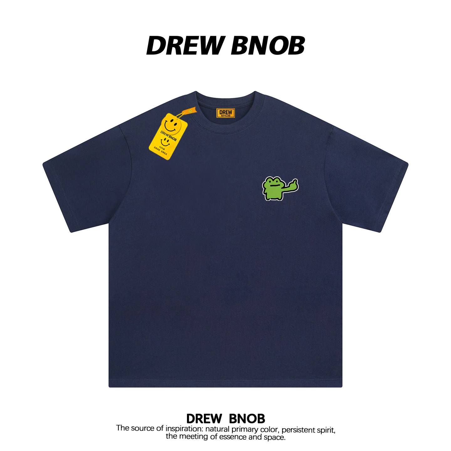 DREWBNOB潮牌小青蛙趣味印花短袖t恤男女简约休闲宽松情侣半袖ins