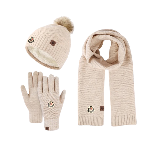 蒙口钢琴【官方直营】蒙口钢琴保暖帽子围巾手套三件套加绒针学生