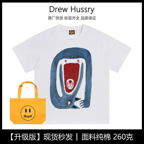 Drew美式潮牌动漫周边印花纯棉短袖T恤百搭休闲宽松男女夏季高街