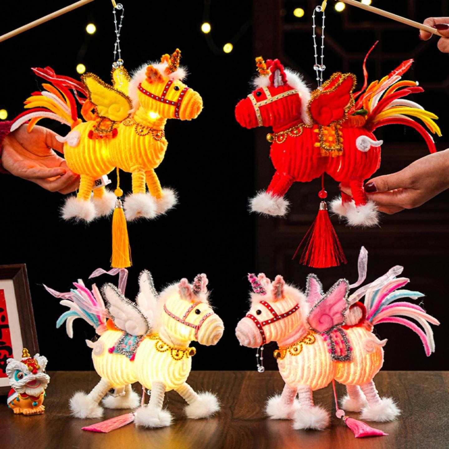 马年元宵飞马灯笼儿童手工diy材料春节手提发光花灯新年氛围摆件,节庆用品/礼品,灯笼材料包,淘宝优惠券,粉丝福利购,淘宝优惠卷