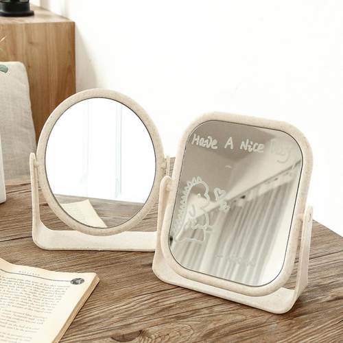 台式化妆镜双面镜子ins风网红心