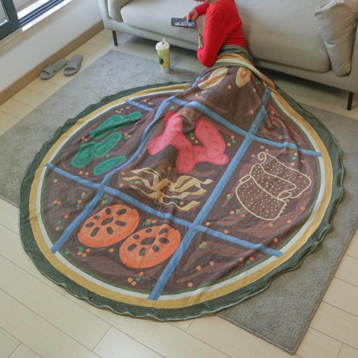 食物火锅圆毯法兰绒毛毯电视毯午睡盖毯印花毯子,床上用品,休闲毯/毛毯/绒毯,淘宝优惠券,粉丝福利购,淘宝优惠卷