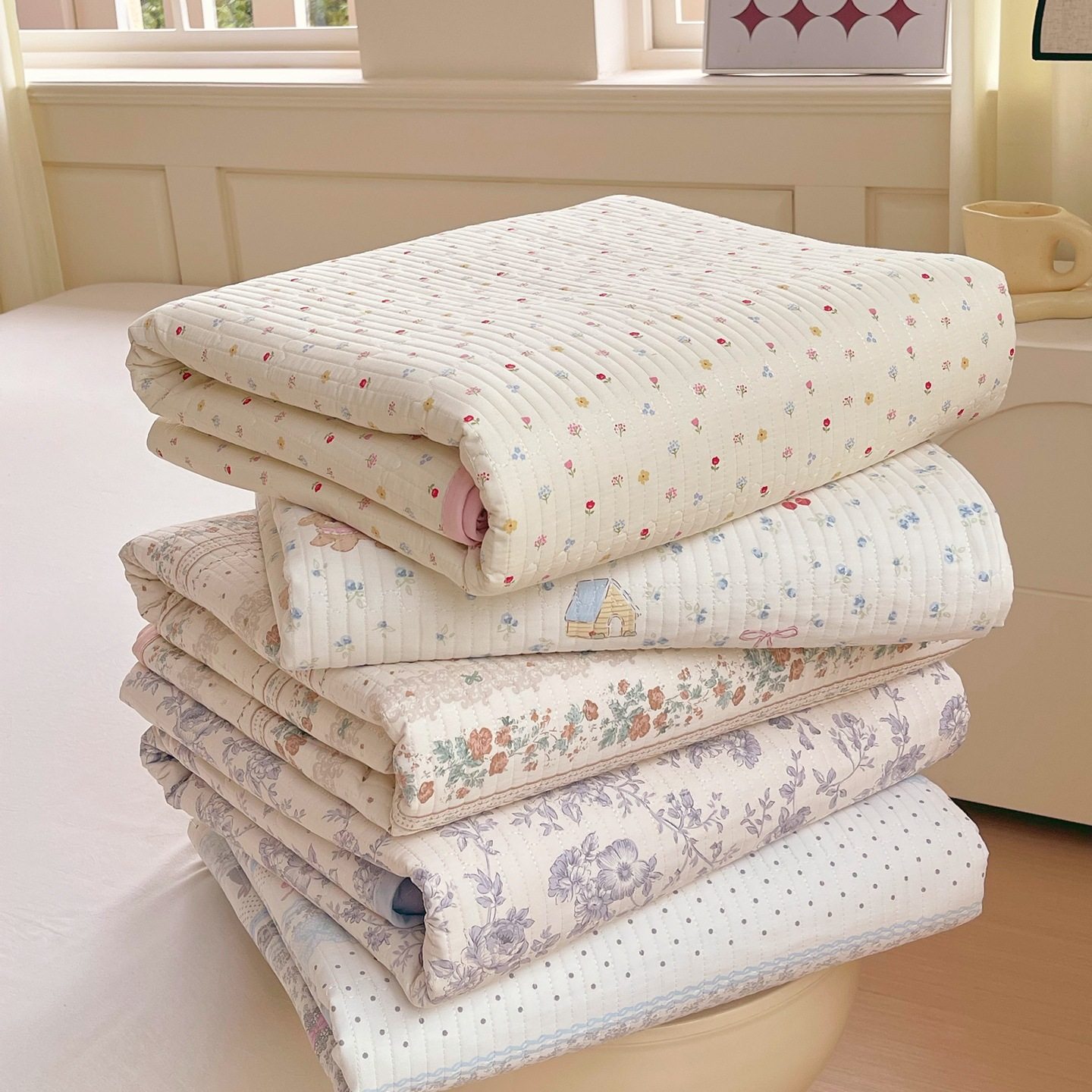 韩系全棉单床盖三件套纯棉夹棉床单防滑榻榻米炕盖单双人四季通用,床上用品,床盖,淘宝优惠券,粉丝福利购,淘宝优惠卷