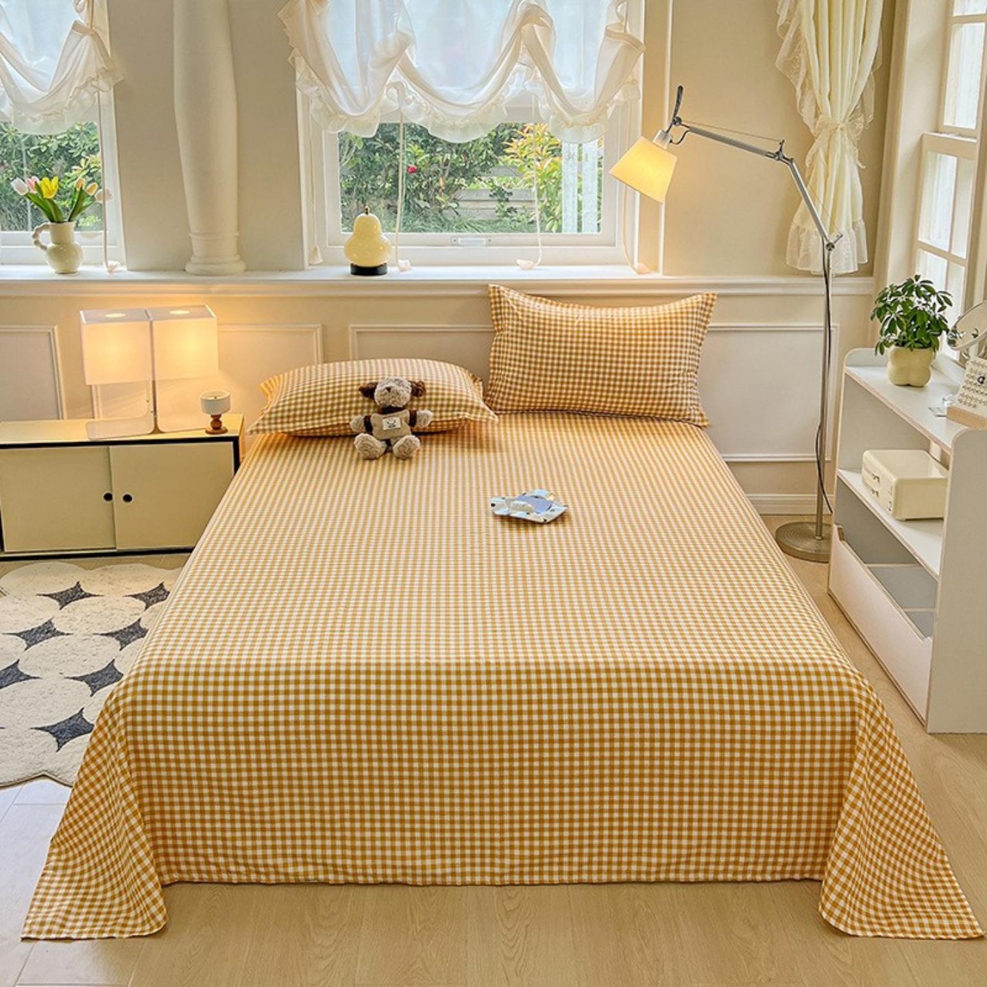 ins单品单件纯色水洗棉床单简约