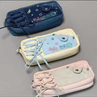 小红书同款 band学生文具收纳袋刺绣抽绳笔袋梦幻粉收纳袋