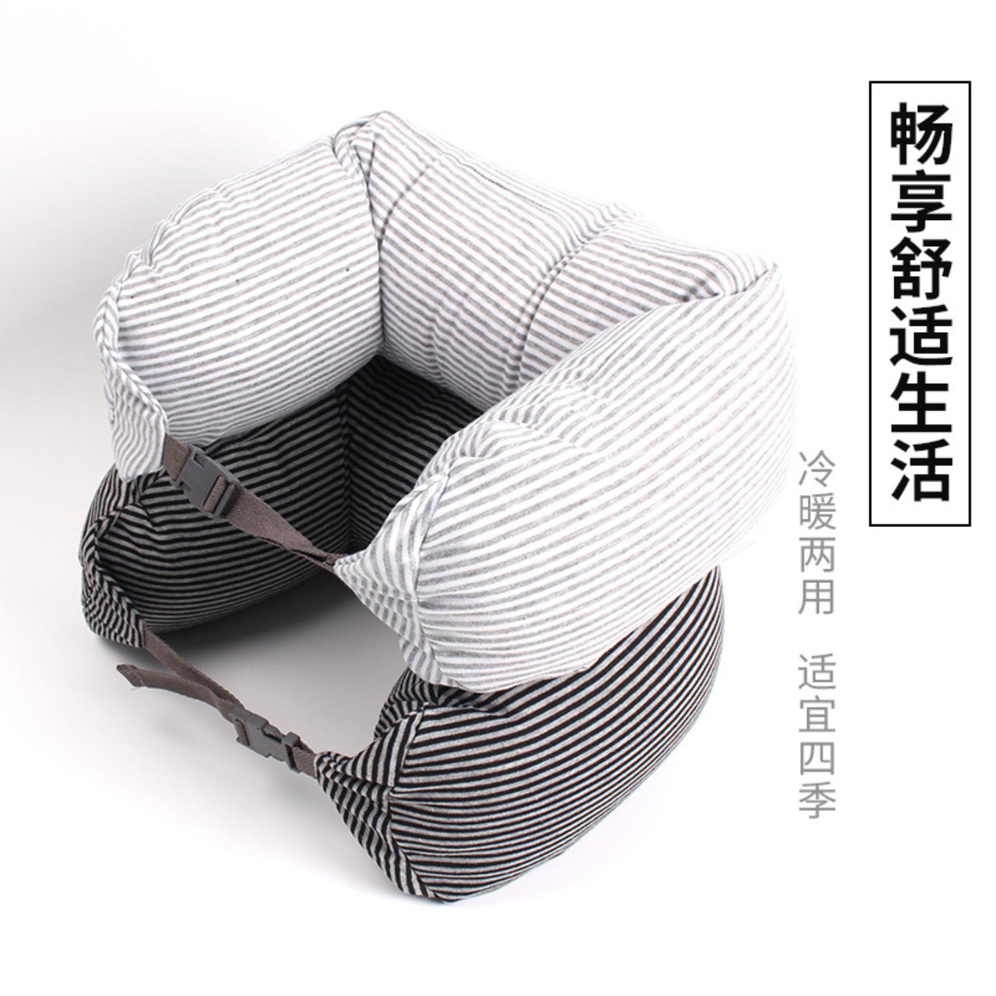 日式泡沫粒子枕纯棉多功能旅行枕