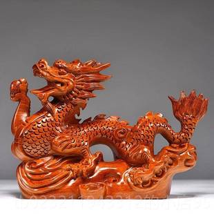 高档绿摆色木头龙件实木质十二生品肖木雕龙客厅装 送礼 饰新居开