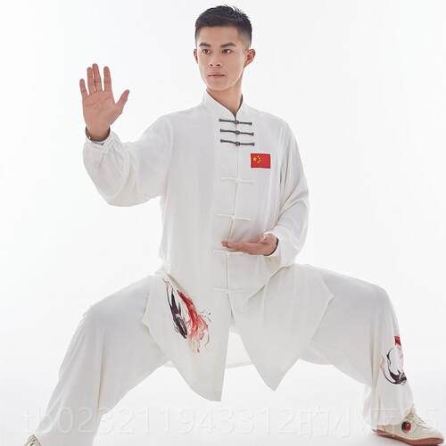 高档款垂感夏太极服表演武术练新功演出气功男女逸高飘端白季色
