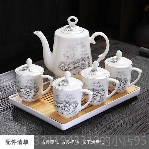 高档覆古陶瓷中国茶功夫大容量茶家庭全套与壶耳朵办具公室接待有
