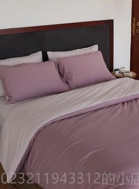 高档A.类柔软针织棉/床鹅黄色被罩单 裸睡奶天竺全棉18床笠四件套