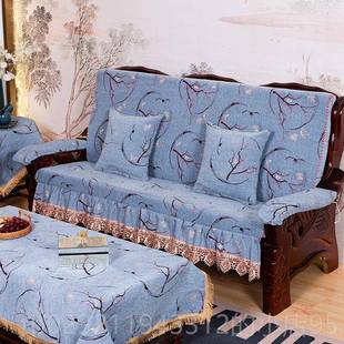 高档实式 木体沙发垫带背连中加厚海绵红靠木沙发坐垫防滑冬联邦椅