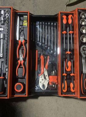 盒工厂5件汽机8修组套铁家用工具箱折叠三层BCU五金钳子套筒