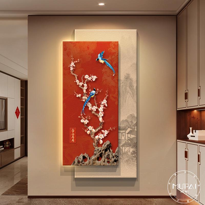 喜气盈门入户5465457正门玄关装饰新中式意好挂画走廊过寓道壁对