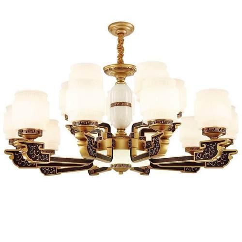 新金618中吊灯简约现代客厅灯饰国中风锌合餐厅别墅式复式楼大厅