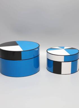 欧式蓝黑色接收纳盒样拼板房卧柜室书家房居酒客厅茶几装饰0113品