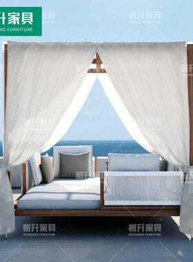 户休外闲SS-HW103柚木藤编制艺沙躺客厅床室外阳台实木编发藤家具