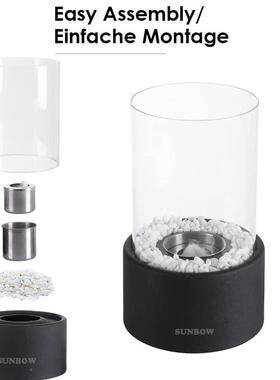 艾璃尚拉型桌KL001玻面不锈钢真火摆件暖火炉圆形氛取围灯酒精壁