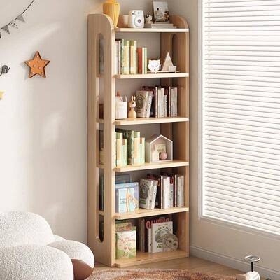 SJ0218木书架置物架客厅纳架实开放式搁理板整架家用收展示架分层