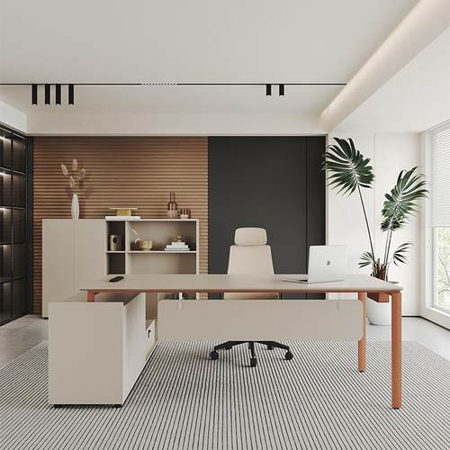 老板经桌简L-01约现代总裁桌单办室家具公大班桌子人理办公桌椅主