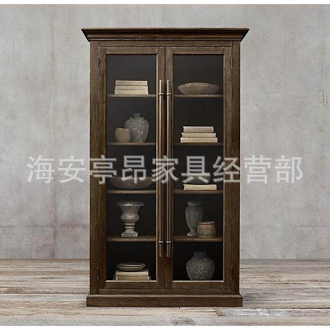 美式乡村TUL复轻简约书橱实木经典奢收物纳古储展示柜书房别墅样