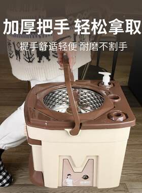 迪美旺新洗款拖旋转拖把抽屉式家用免手桶一体拖地墩水布893桶一