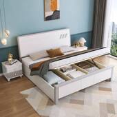 现代简约米白色实床1.8米储物主床双人床卧木1.5单人床轻奢床015