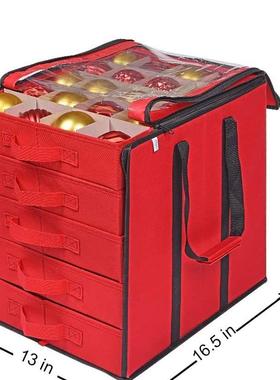 大号明五层手圣诞球收纳盒抽屉无纺布透PVC圣诞球收纳AZ-S031提收