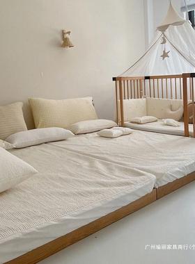 日BIF头式榻床床榻米儿童地台床落地床地板排骨架架矮床组合实木