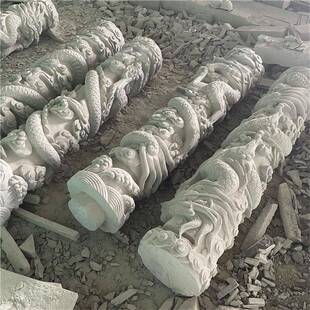 石雕盘文龙柱刻公2277雕园别墅雕化柱汉白玉浮方形柱广场大门石龙