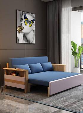 实沙发床可叠木两用客厅UNM多功能小户型坐折卧单人床人可伸缩双