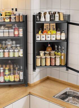 房xMA6bB2s三角置物带架带门调味品防尘壁厨挂调味醋料油盐酱门转