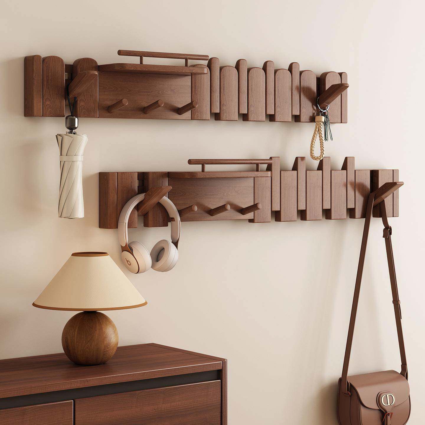 实钢琴键挂衣架入户门装饰意挂钩墙上挂壁ltao9642创玄关木进门挂