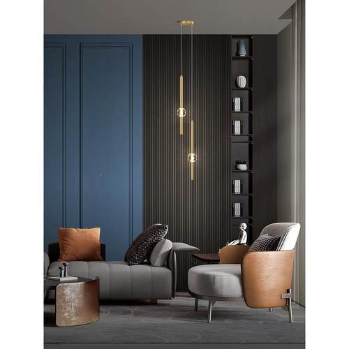 卧室床头吊灯极简现代轻长线餐晶厅230吧约台灯简创意全铜水小奢