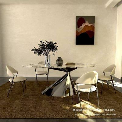 GYA2025新款意式极然简岩板天餐大理石桌别墅椭圆型碟奢石FDC飞餐