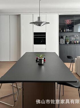 ADF利极光黑岩板餐桌家用长方形子大户型德桌现代简约饭丰桌样板