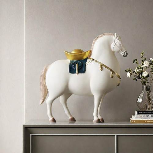 新式招财马上摆AMQ有钱陶瓷摆件客中酒柜电视柜办公室厅件装饰品