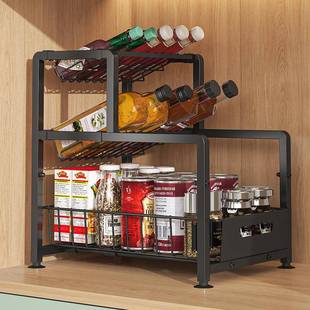 厨房调料式 2036置物架台面多功能拉调抽味用品家用油盐酱料醋收纳