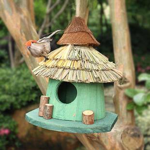 鸟窝花园摆庭布4nSFjn5c置户外景子观实木阳台院园艺装饰院件仿真