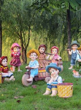 院子装饰品阳卡台布置露台观园艺件户外通摆12703卡人物花盆楼顶