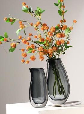 玻璃花花玻璃花瓶瓶关透明插水养玄装饰品摆件客厅创意现间代简约