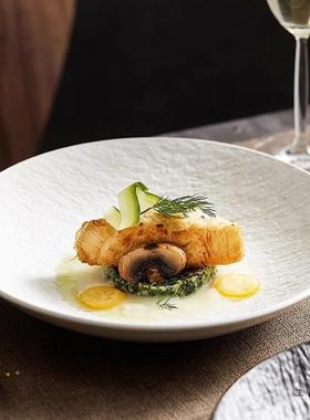 日式釉盘陶MPR瓷创意黑色家用菜轻盘奢深汤盘餐具盘子感餐盘下彩