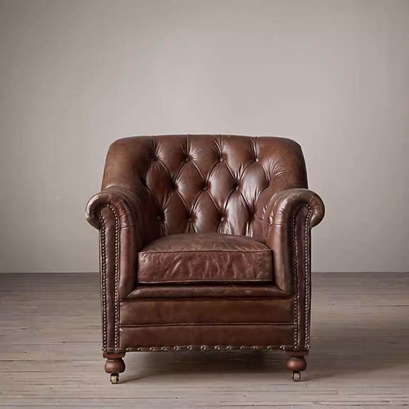 美式轻奢老虎椅欧式新古典WNO客式人房厅书单高背椅法棕色拉扣沙,电子元器件市场,其它元器件,淘宝优惠券,粉丝福利购,淘宝优惠卷