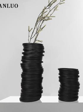 9000-112现代树简约黑白脂圆软口插瓶花器花创意插花器客厅样板间