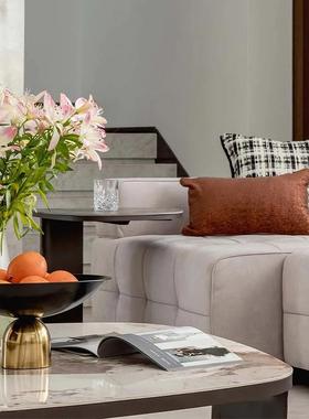 简约现盘金属果摆件样板房客厅代桌茶几新中式黑金色托盘面ES-A63