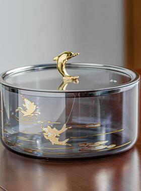 耐高温璃玻洗水盂瓷建水大茶号玻璃茶消洗带盖76370可加热毒泡茶