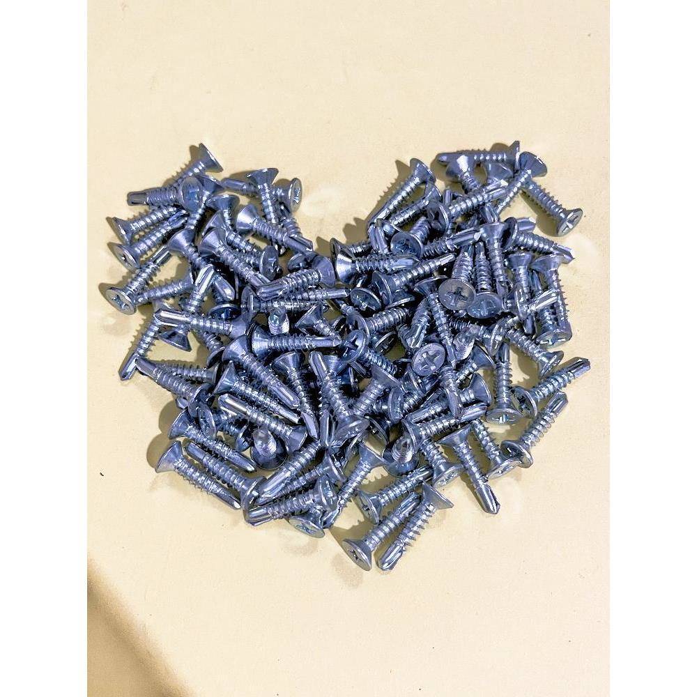 头钻尾丝尾镀887锌十字平头自攻自钻彩钢瓦沉钉螺钉外六角燕丝M4