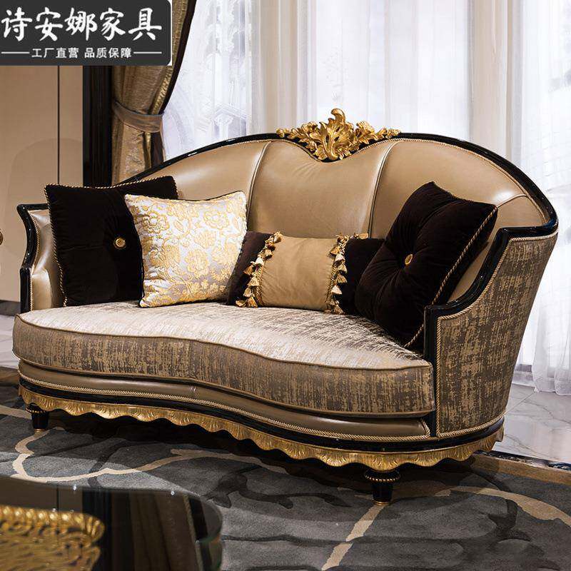 欧式皮艺典沙发户组合别墅客厅新实木雕花无品牌/沙古发大小型