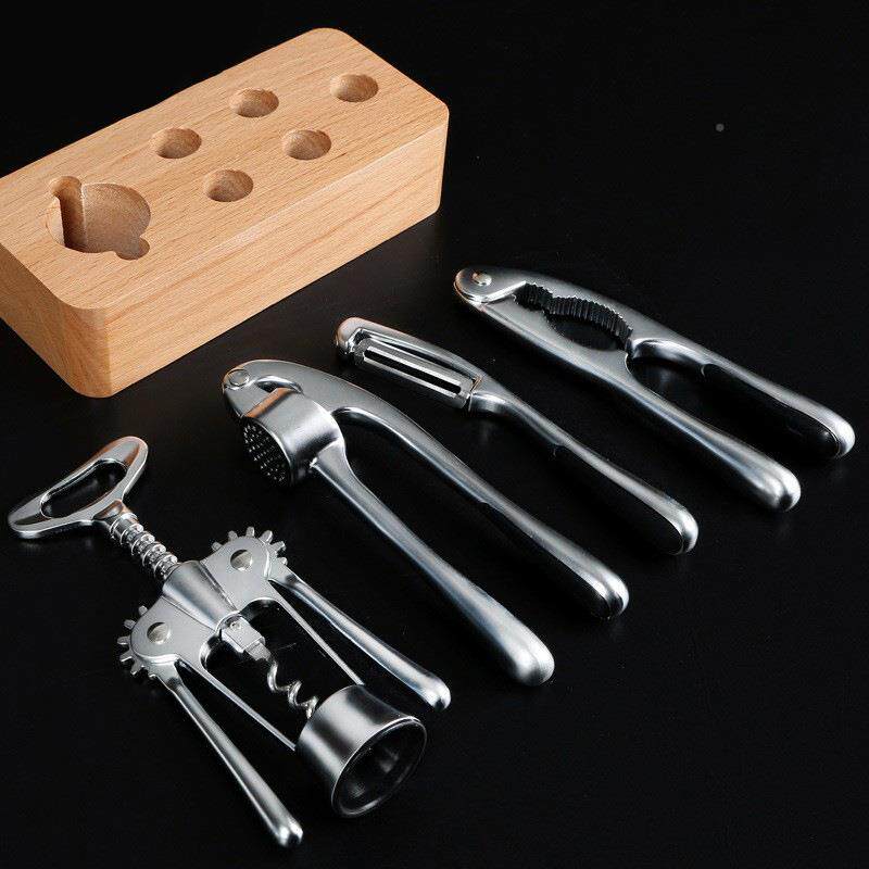 现货厨房小具CYG五套装核工件器桃夹压蒜器红酒开瓶器削皮直销
